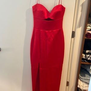 Rasario Red Satin Cutout Gown